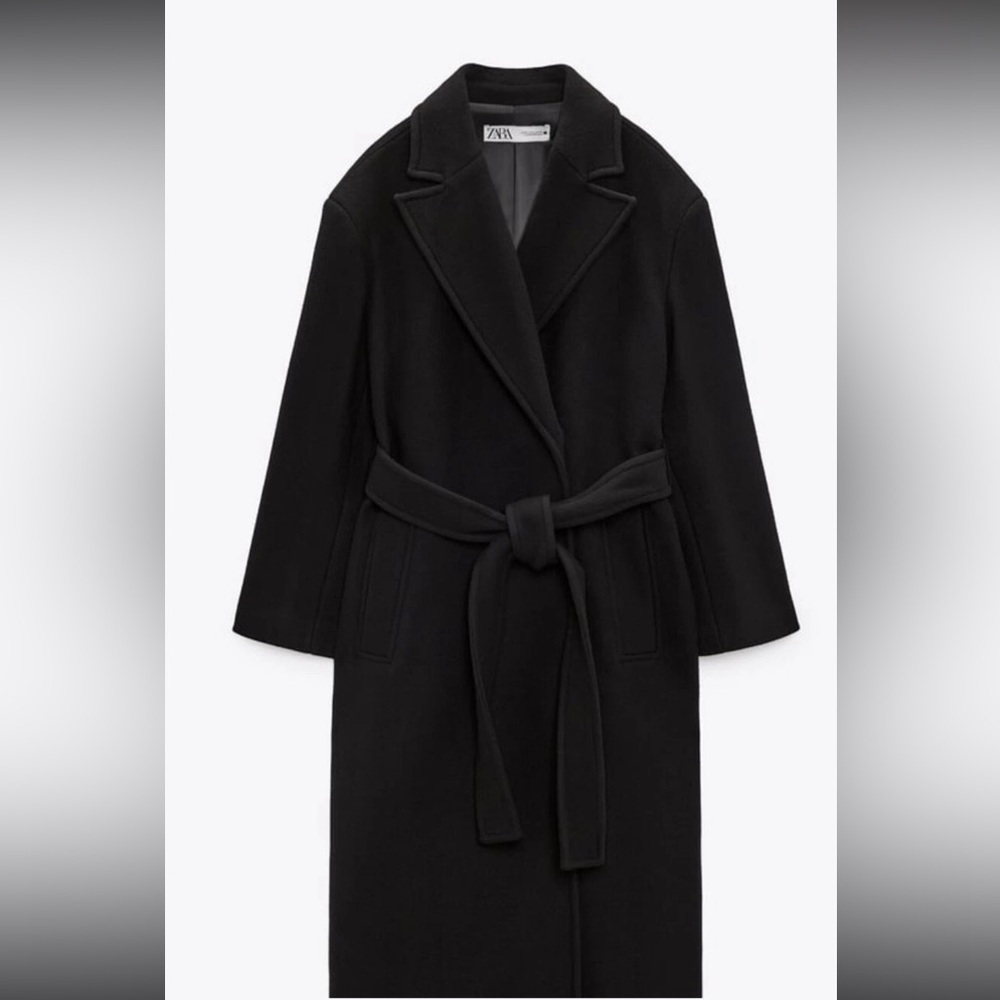 ZARA BELTED WOOL BLEND COAT LIMITED EDITION Sz L